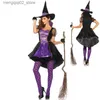 Tema Kostümü Çoklu Karnaval Cadılar Bayramı Lady Mor Zarif Cadı Gel, Sevimli Smokedo Sihirli Büyücü Playsuit Cosplay Süslü Parti Elbisesi Q231010