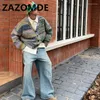 Maglioni da uomo ZAZOMDE Harajuku Coppia vintage Cardigan a righe con bottoni tie dye Inverno Cappotto allentato casual stile pigro