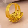 Cluster Rings Flower 24K Gold Plated Color Copper Adjustable For Women Wedding Bands Fashion Jewelry Accessories Daily Wear