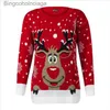 Kobiety swetry kobiety brzydkie świąteczne strzępy SHGTE ciepłe dzianiny Nowy sweter z długimi rękawami Top O-Neck Święty Mikołaj Modna Blousel231010
