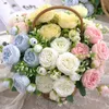 Fleurs décoratives artificielles en soie Rose de haute qualité 5 grandes têtes Bouquet blanc pivoine pour Table de mariage bricolage cadeau Vase décor à la maison