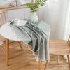 Bordduk Modern Japan Style Beige Gray rörde om runt 150 cm bomullslinne Cafe Cover med Tassel för El Home Decor 231009