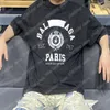 22SS män designers t shirts 1917 vete örontryck kort ärm man besättning hals paris streetwear wash svart xinxinbuy m-2xl306l