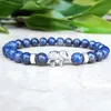 MG0740 Elephant Charm Yoga Energy Armband 6 mm A Grad Natural Lapis Lazuli Armband Lycka till läkande Energi Armband228Q