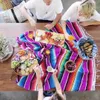Pano de mesa estilo boêmio país arco-íris listra capa retangular para decoração de sala de jantar 231009