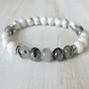 SN1143 Bracciale da uomo in quarzo rutilato Bracciale yoga in howlite naturale Energia Reike Caricato gioielli regalo per Him248O