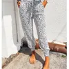 Kvinnors byxor Loose For Women Casual Leopard Print Drawstring Elastic Waistband Trousers Overall Summer