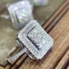 Zestawy biżuterii ślubnej Pierścienia Północne Huitan Blawing Cubic Zirconia Pierścienie dla kobiet luksusowe modne zespoły w kształcie kwadratu Akcesoria Wysokiej jakości 2022 231010