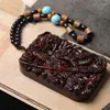 Pendant Necklaces Lobular Red Sandalwood Guangong Wooden Carving Solid Wood Statue Wu Hanging Brand Peace Car Key Chain Bag