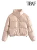 Mulheres Down Parkas TRAF Mulheres Moda Couro Falso Grosso Quente Acolchoado Jaqueta Casaco Vintage Manga Longa Elástica Hem Feminino Outerwear Chic Tops 231009