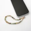 Porte-clés Bracelet de téléphone en perles de marbre Dragonne de téléphone portable détachable avec languette d'attache Bracelet de bracelet mains libres pour femmes