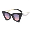 Occhiali da sole 2023 Fashion retro gatto occhiali anti -blu luminosi per donne venate limpidi occhiali per computer ladies lentes de sol mujer