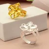 Bagues de cluster réglables pour femmes 24 carats plaqué or haute fleur de cuivre bandes de mariage bijoux de mode accessoire cadeau de la Saint-Valentin