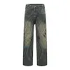 Męskie dżinsy Vintage Y2K Painted Circle Pasped Piase Flare Pants Harajuku Streetwear swoborowe workowate duże dżinsowe spodnie 231009