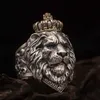 Punk punkowy Pierścień Lion Crown For Men Male gotycka biżuteria 7-14 Wielka rozmiar293x