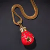 Mode-Hip Hop Anhänger Halskette Amerikanische Chinesische Flagge Anhänger Halskette Mode Boxhandschuhe Halskette Jewelry250g