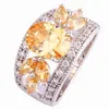 Anello in argento con morganite champagne fatto a mano misura 7 8 9 10 11 12 gioielli placcati da donna intero2636