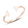 Bangle Moda Duplo T Forma Cuff Pulseiras Para Mulheres Boho Jóias Único 316L Aço Inoxidável Homens Tamanho Ajustável Drop226C