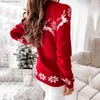 Swetry damskie Sweter Kobiety jesienne zimowe wierzche o szyi łosia śnieżna płaszcz świąteczny świąteczny świąteczny sweter krawędzi bluzka bluzka bluzka sweter#30L231010