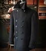 Herenwolmengsels 2023 Winter Vintage Tweed Cropped Jasje Man Zwart Double Breasted Slim Custom Made Outfit Doek Kostuum Homme 231009