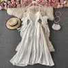 zomer witte lange jurk sexy off-shoulder strapless backless ruche strandjurken elegante dames maxi vintage gewaad 210602272s