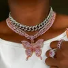 Marquise Eye CZ Charm Iced Out Bling Kubikzirkonia Miami Kubanische Gliederkette Halskette für Damen2036