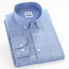 남성용 캐주얼 셔츠 고급 긴 소매 순수한 면화 옥스포드 소셜 고품질 소프트 버튼 다운 칼라 고급 스트라이프 셔츠