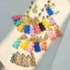 Pendant Necklaces Korea Colorful Resin Teddy Bear Pendent Zircon Crystal Pearl Chain For Women Lovers Jewelry Fashion Gift333m