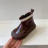 Stivali da bambina in pelle primaverile e autunnale per bambini, moda, ragazzo, scarpe corte, semplici, morbide, casual XZ267