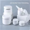 Packing Bottles Wholesale White Plastic Jar With Lid Empty Refillable Cosmetic Bottles Make Up Face Cream Lotion Storage Container Off Dh5Bk