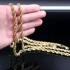 18K IP Gold Plated 24inch Rope chain 6mm 7mm stainless steel necklace Men's fashion style3025