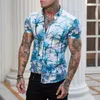 Camisa casual masculina estilo designer de moda camisa flor pode personalizar com qualquer logo301r