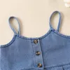 Giyim Setleri Pudcoco Kids Bebek Kız Şort Seti Denim Fırlatılmış Camisole ile Bağlantı Yaz 2 Parçalı Kıyafet 2-7T