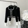 Kvinnors träningsdräkter Autumn Elegant Women Shorts Retro Office Lady outifits 2 Piece Set Black Top Ruffles Korean Fashion Sweet Hepburn Suit