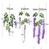 Decorative Flowers & Wreaths 12Pcs Set Wisteria Vine Fake Flower Artificial Hanging Flowers For Home Garden Wedding Birthday Christmas Dhmb1