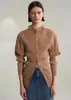 Kadınlar bluz gömlekleri totem* Kadınlarım birlikte tasarlanmış polyester düz renkler rahat pileli kıvrımlar fener kollu bluz gömlek 231010
