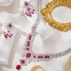 Designer-Kollektion, modischer Stil, Halskette, Ohrringe, Damen-Dame, Inlay, roter Kubikzircon, Diamant, Quasten, Anhänger, Halsband-Schmuck-Sets