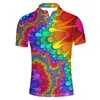 Polos pour hommes Illusion d'optique 3D Polo imprimé été Causal Playeras Para Hombres Couleurs Motif T-shirt à manches courtes Ropa Hombre Tops