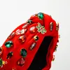 Natal bandana strass atado headbands para mulheres cristal jóias embelezado grande nó faixa de cabelo acessórios para o cabelo