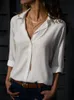 Women's Blouses Shirt Elegant Solid Chiffon Blouse Spring Summer Casual Long Sleeve V Neck Loose Shirt Office Lady Tunics Oversized Tops 2023 231009