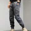 Pantaloni da uomo Pantaloni da uomo in tinta unita Cargo traspirante a vita media con coulisse elastica Tasche multiple con vestibilità ampia alla caviglia