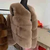 Futra kobiet faux futra moda Faux Fox Fur Płaszcz krótka kamizelka 4 rzęd