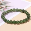 Natural Chinese Green Jade Bracelets Gemstone Jewelry Strand Elastic Bracelets Wrist hand Lucky Gift