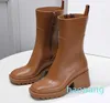 Casual Shoes Betty Ankle Rain Boot Designer Women Genuine Leather Rubber Rainboots Waterproof Tall Welly High Heels