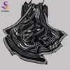 Bysifa New Brand Women 100％Silk Scarf Shawl Black Striped Square Scarves 70 70cm春秋ファッション女性ネックScarf243J