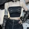 Women's Tanks 2023 Black Summer Diamond Hand Pattern Sling For Women Sexy Short Skinny Crop Top Streetwear