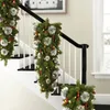 Christmas Decorations LED Wreath Cordless Prelit Stairs Decoration fake leaves flowers Lights Up Christmas Decoration Creative Christmas Hanging 231010