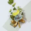 Fleur de Corsage de mariage fleur artificielle soie Rose broche Bracelet marié garçons d'honneur photographie costume de fête Laple épingles accessoire