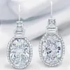 Top Sell Vintage Fashion Biżuteria ręcznie robiona 925 Srebrny Srebrny Owalny Cut White Topaz CZ Diamond Schły Kobiety ślubne Dangle Earri2492