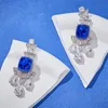 Pendientes de pernos de estilo de colección de diseñadores Dama de mujeres Mujeres Blue Cúcicas Cúcicas Diamantes Diamantes Color de oro Tassels Dinner Party Eardrop